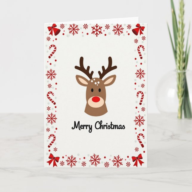Carte Cute Reindeer Christmas Card (Devant)