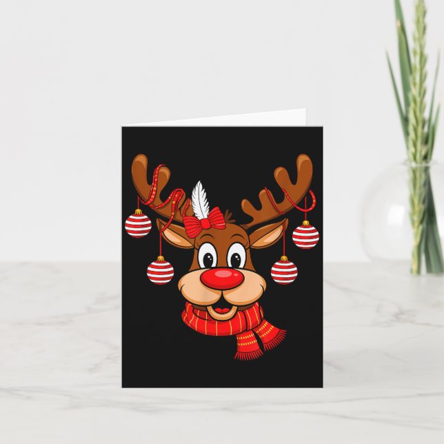 Carte Cute Reindeer Christmas Red Nose Rudolph Xmas Kids (Devant)