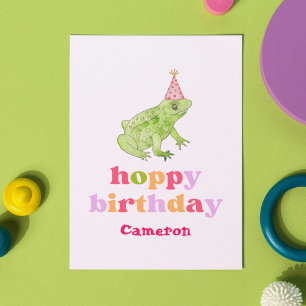 Carte Cute Retro Colorful Frog Personnalisé Anniversaire