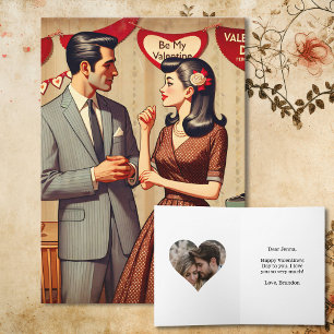 Carte Cute Retro Couple Valentine's Day Personnalisé