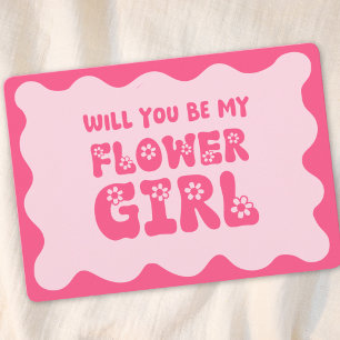 Carte Cute Retro Rose Be My Flower Girl Proposition
