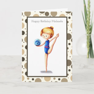 Carte Cute Rhythmic Gymnast with Ball Happy Birthday