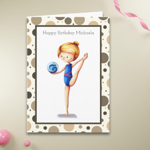 Carte Cute Rhythmic Gymnast with Ball Happy Birthday