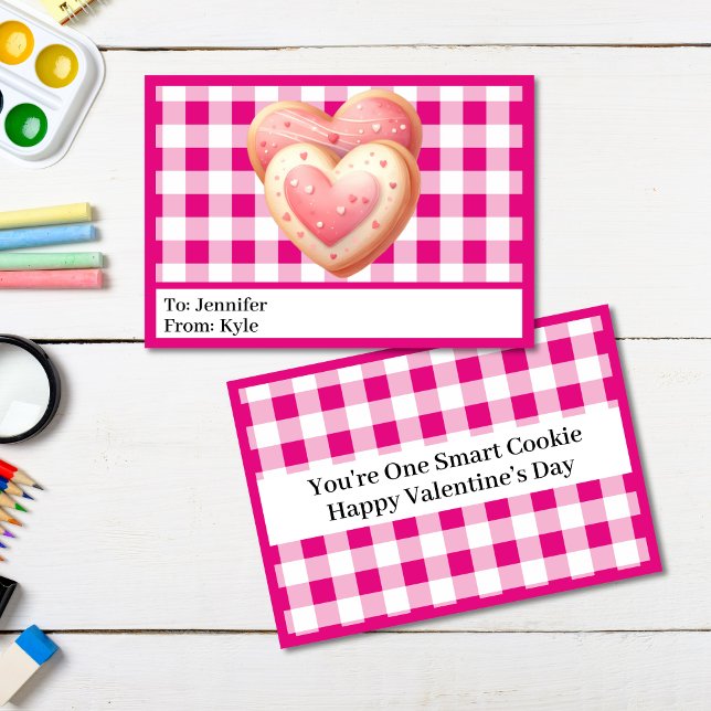 Carte Cute Rose Plaid Cookie classe Saint Valentin (Créateur téléchargé)