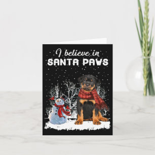 Carte Cute Rottweiler Chien Noël Snowman Noël Pa