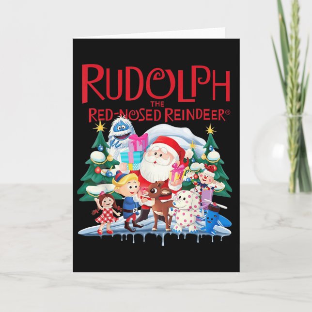 Carte Cute Rudolph Le Renne Rouge Nosé Spécifications de (Devant)