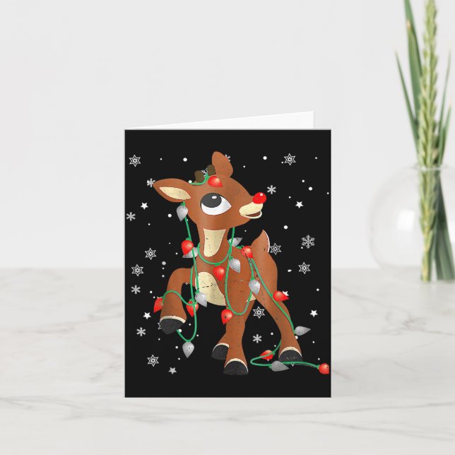 Carte Cute Rudolph The Red Nose Reindeer For Kids Christ (Devant)