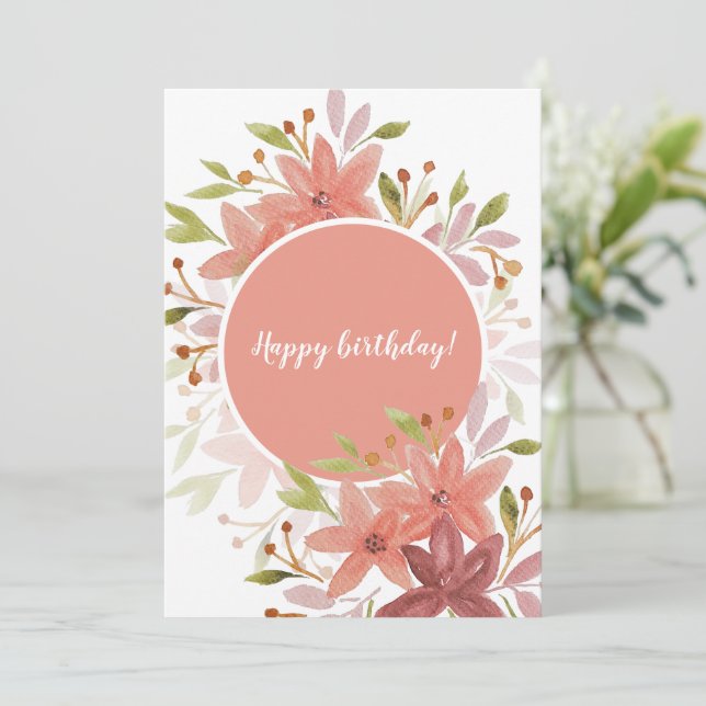Carte Cute Rustique Floral Terracotta Blush (Debout devant)