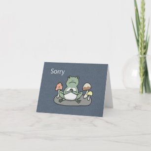 Carte Cute Sad Frog Toad avec champignons unique Désolé