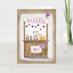Carte Cute Sad Opossum Emballage de baiser Funny Valenti