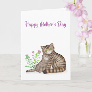 Carte Cute Scottish Wildcats Mother's Day card