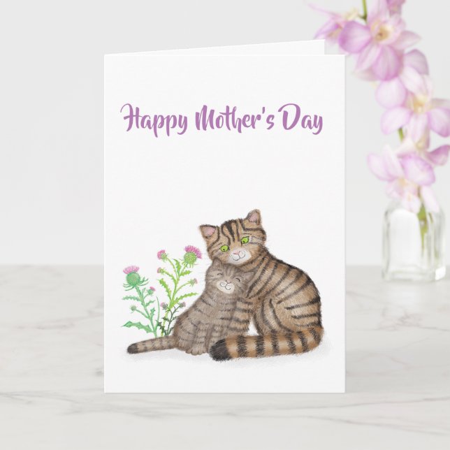 Carte Cute Scottish Wildcats Mother's Day card (Orchidée)
