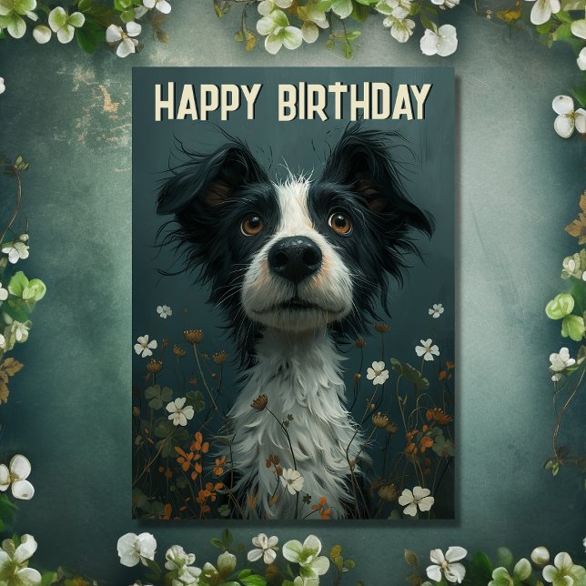 Carte Cute Scruffy Chien et Shamrock Irlandais Anniversa (Front - Cute Scruffy Dog and Shamrocks Irish Birthday Card)