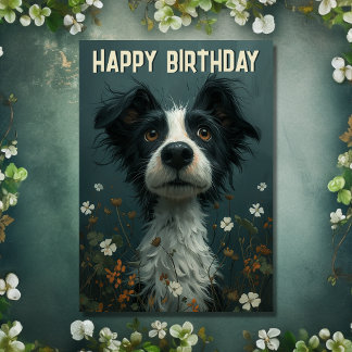 Carte Cute Scruffy Chien et Shamrock Irlandais Anniversa