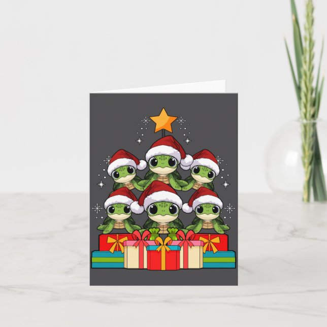 Carte Cute Sea Turtle Le Ocean Christmas Tree Xmas Hat L (Devant)