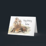 Carte Cute Seals Brother Birthday Watercolor Animals<br><div class="desc">Groupe of curious seals sitting on the rocks wishing you a happy birthday Brother,  sealed with kiss</div>