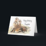 Carte Cute Seals Daughter Birthday  Watercolor Animals<br><div class="desc">Group of curious seals sitting on the rocks wishing you a happy birthday Daughter sealed with kiss</div>