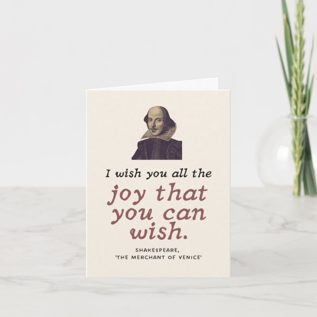 Carte Cute Shakespeare Citation Dark Academia Anniversai (Devant)