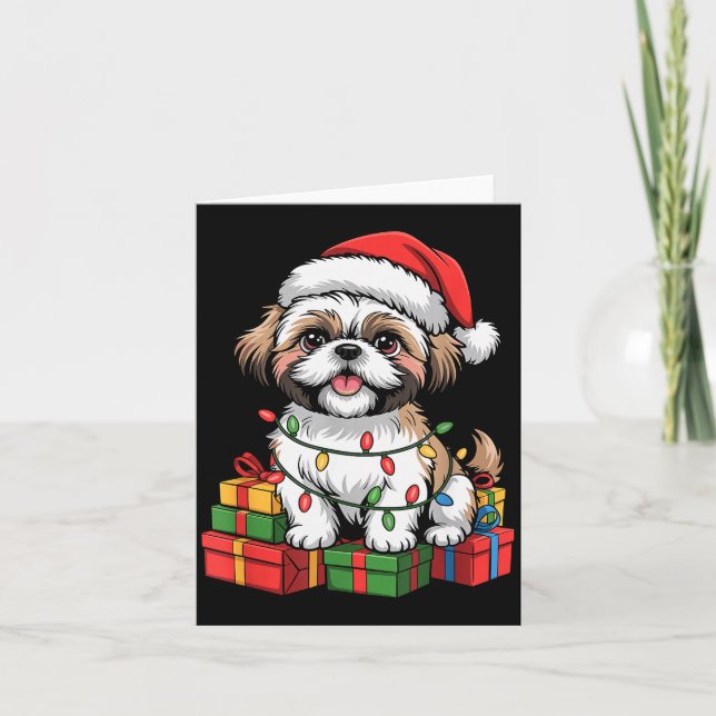 Carte Cute Shih Tzu Santa Hat Christmas Xmas Dog Lovers  (Devant)