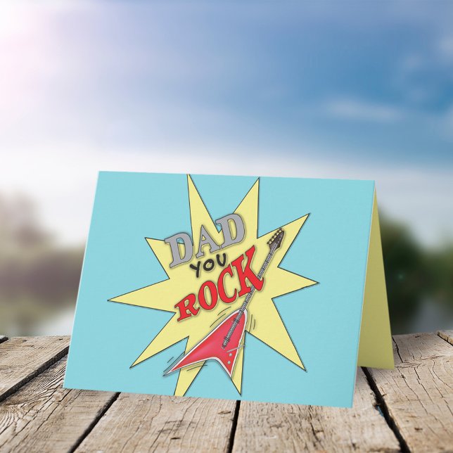 Carte Cute simple Fête des pères Papa Rock n Roll Guitar (Créateur téléchargé)