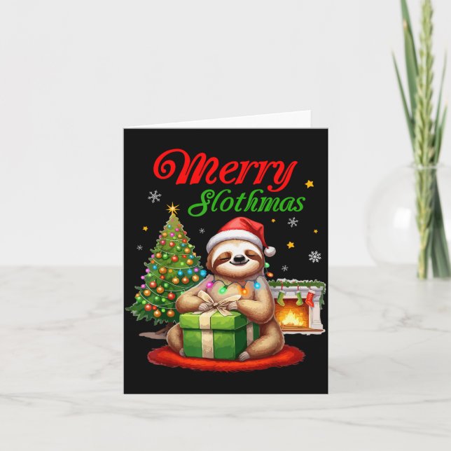 Carte Cute Sloth Santa Christmas Merry Slothmas Slo Ho H (Devant)