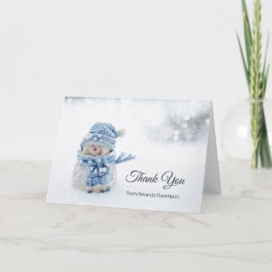 Carte Cute Snowman en hiver Photo Merci