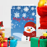 Carte Cute Snowman Winter Wonderland Joyeux Noël<br><div class="desc">Carte de Noël personnalisée avec une jolie illustration d'un bonhomme de neige sur un arrière - plan à gradient bleu avec des flocons de neige. Le texte est entièrement personnalisable. Pour le modifier, utilisez l'option Personnaliser. Pour d'autres modifications, telles que les modifications apportées à la police, à la couleur de...</div>