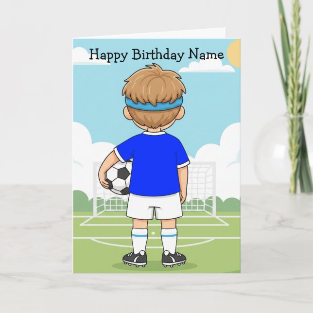 Carte Cute Soccer Football Boy Birthday Card (Devant)