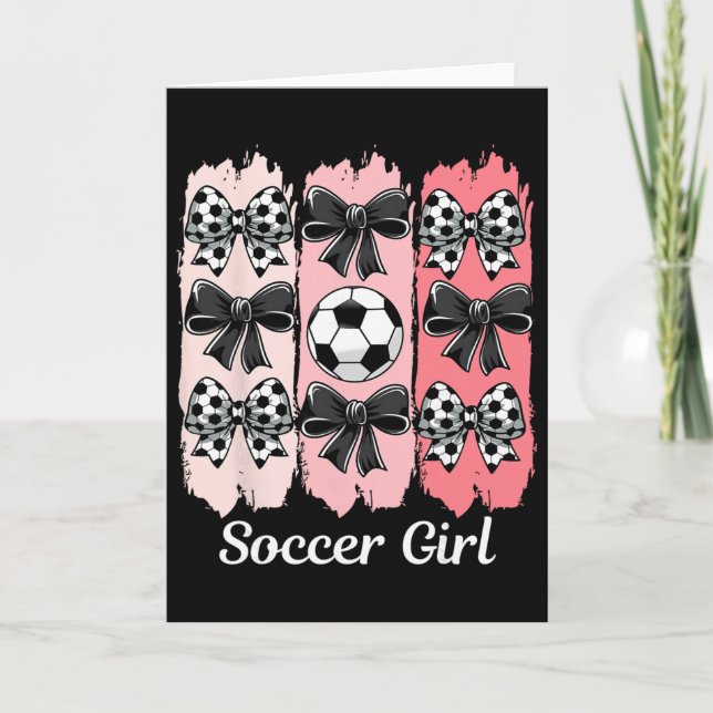 Carte Cute Soccer Girl Coquette Bow Soccer Girl Soccer B (Devant)