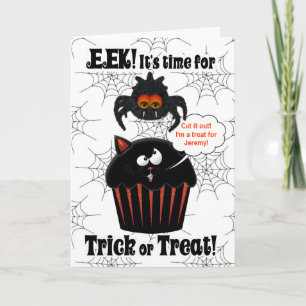 Carte Cute Spider et Cupcake Custom Halloween