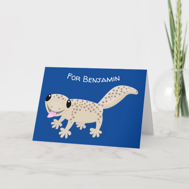 Carte Cute spotted tan gecko cartoon illustration (Devant)