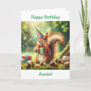 Carte Cute Squirrel dans Anniversaire de la tante Casque