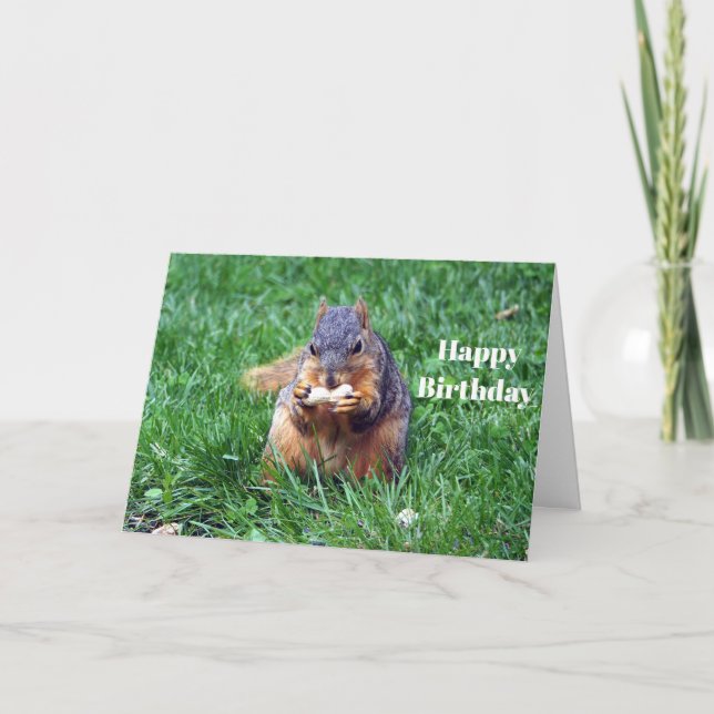 Carte Cute Squirrel Peanut Photo Anniversaire (Devant)