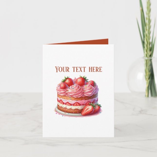 Carte Cute strawberry cake Bakery vendors customizable (Devant)