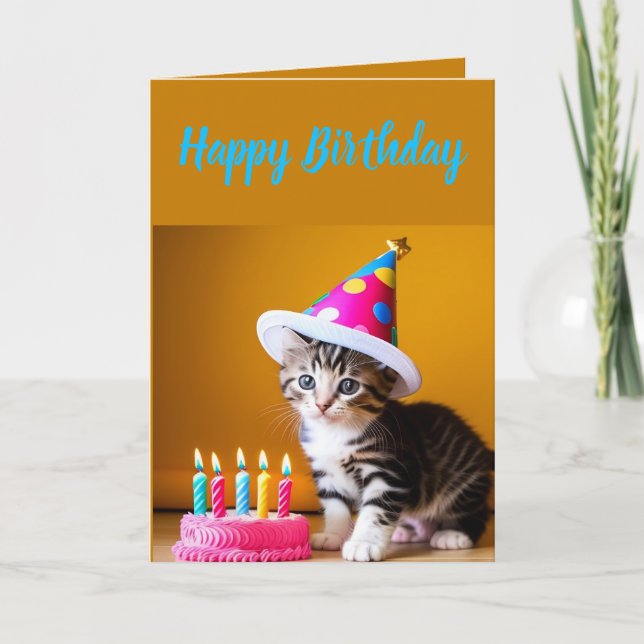 Carte Cute Striped Kitten Anniversaire (Devant)