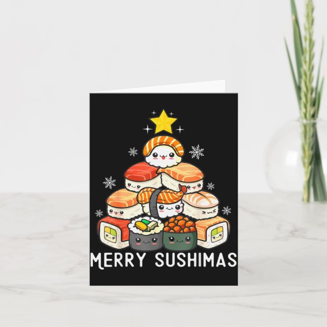 Carte Cute Sushi Christmas Tree Fast For Food Lover Men  (Devant)