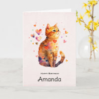 Cute Tabby Chat avec Coeurs Anniversaire