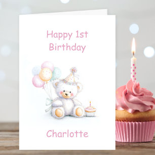 Carte Cute Teddy Bear 1er Anniversaire