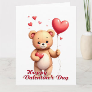 Carte Cute Teddy Bear avec Cœur – Joyuse Saint-Valentin