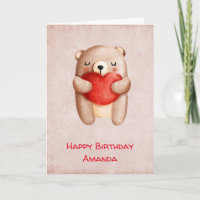 Cute Teddy Bear portant un cœur rouge pour un anni