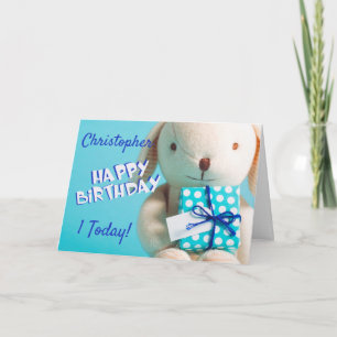 Carte Cute Teddy Rabbit 1er anniversaire