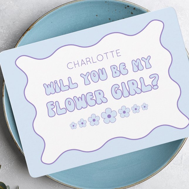 Carte Cute tendance bleu personnalisé Fleur Proposition (Créateur téléchargé)