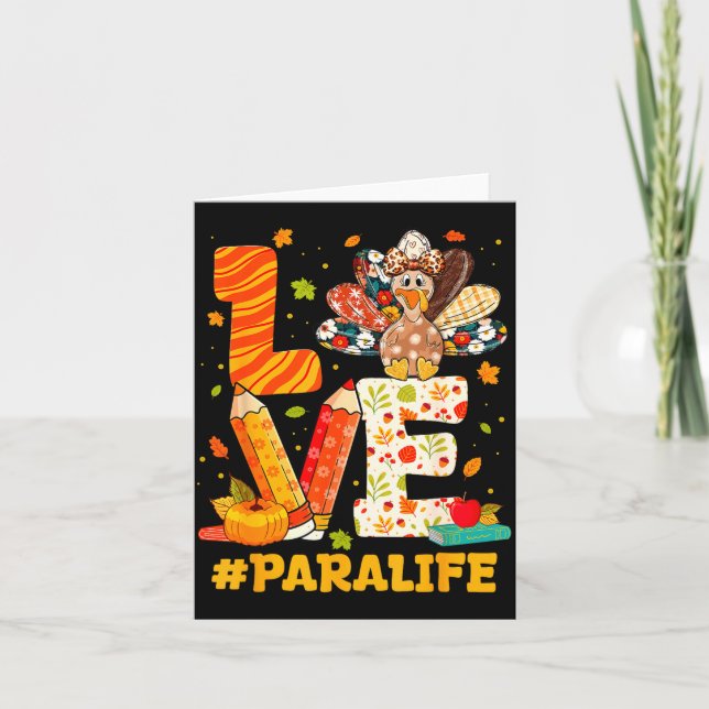 Carte Cute Thanksgiving Love Para Teacher Turkey Autumn  (Devant)