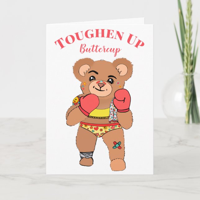 Carte Cute Tough Teddy | Douce Se Bien Bientôt/Restez Fo (Devant)