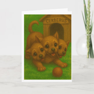 Carte Cute Trois Têtes Chiot-Eyed Cerberus Imaginaire Ar