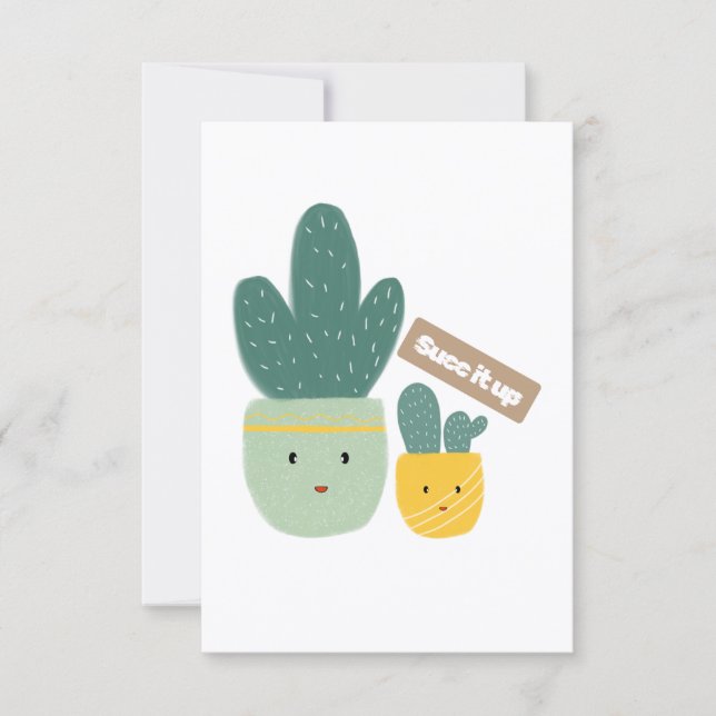 Carte Cute Tropical Succulent Houseplant Smile (Devant)