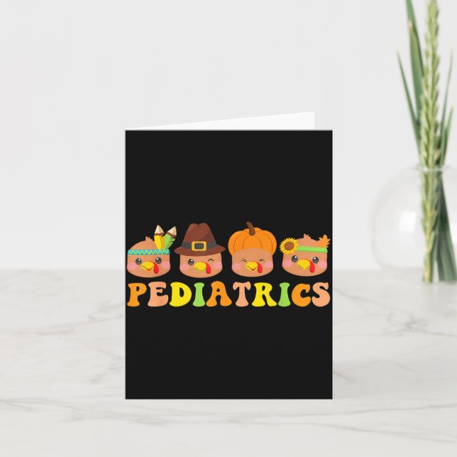 Carte Cute Turkeys Pediatrics Pumpkin Thanksgiving Fall  (Devant)
