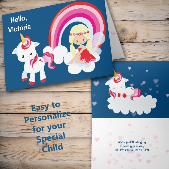 Carte Cute Unicorn et Fairy Princess Valentine (Créateur téléchargé)