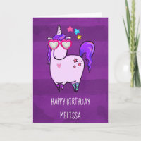 Cute Unicorne dans les lunettes en forme de coeur