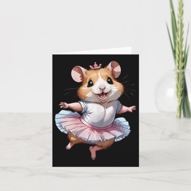 Carte Cute Unique Et Moderne Hamster Ballet Et Ballerin (Devant)